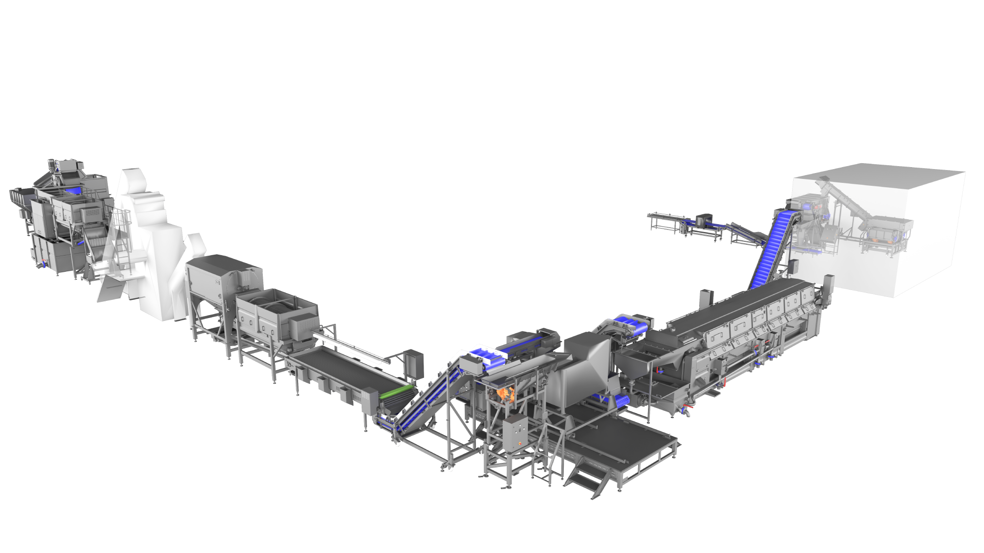 Root crop processing line